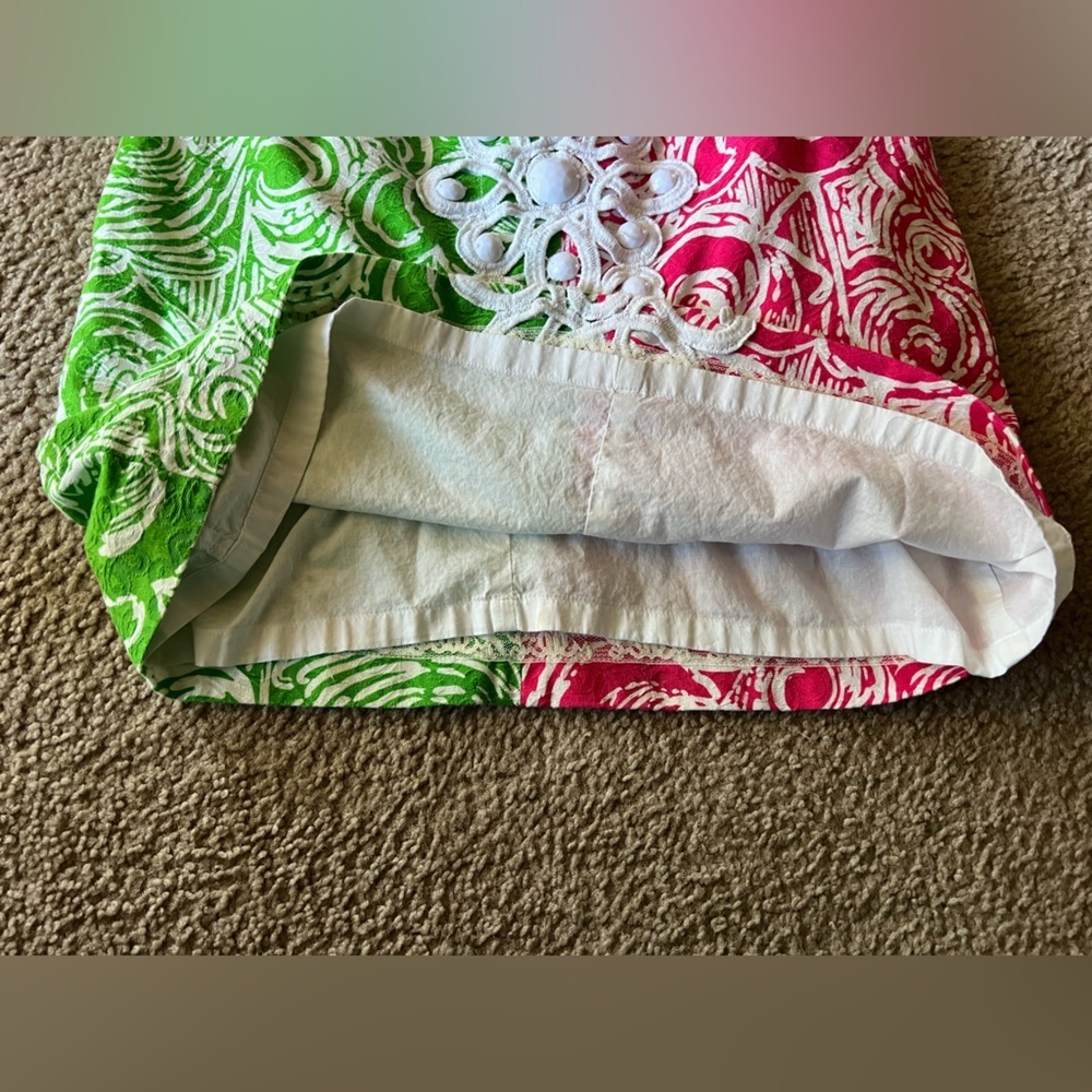 Lilly Pulitzer Jubilee Flam Alama Shift Dress 2 Daiquiri Pink/Green Pocket Bead - Picture 6 of 13